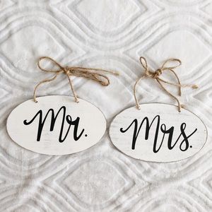 Mr and mrs wooden sign